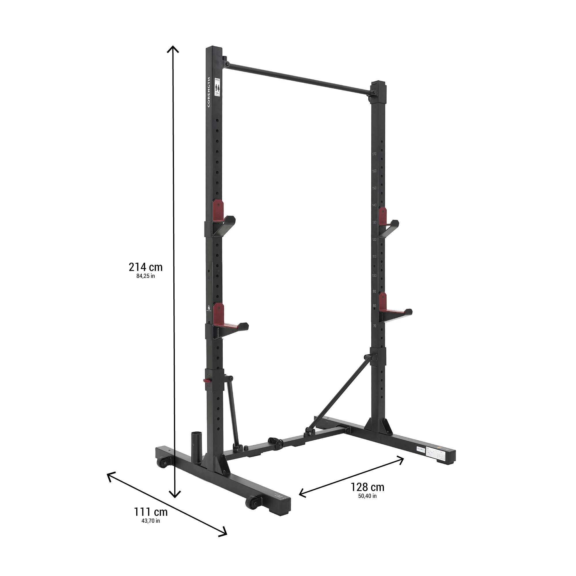 Fold-Down/Retractable Squat, Bench & Pull-Up Weight Training Rack 500 5/6