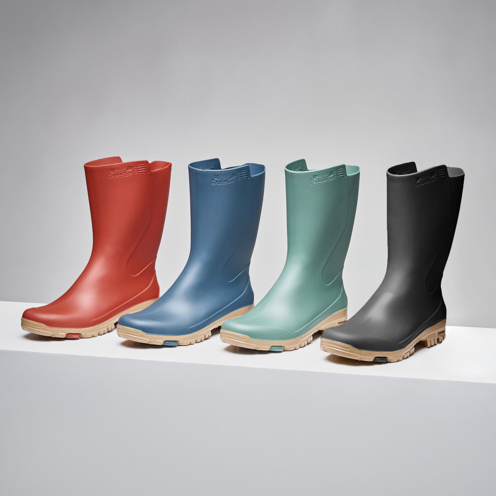 Botas de agua Mujer Katiuskas Solognac 100 Ligeras Pvc Rojo teja