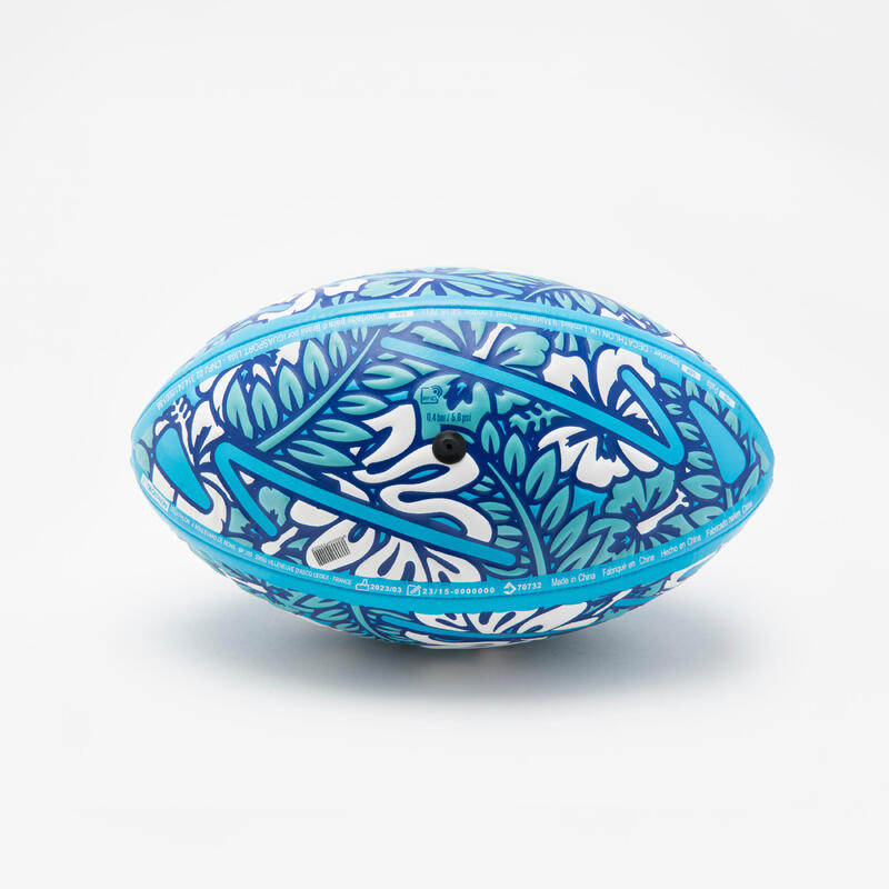 Beach Rugby Ball R100 Midi Beach Tropical - Blue/White