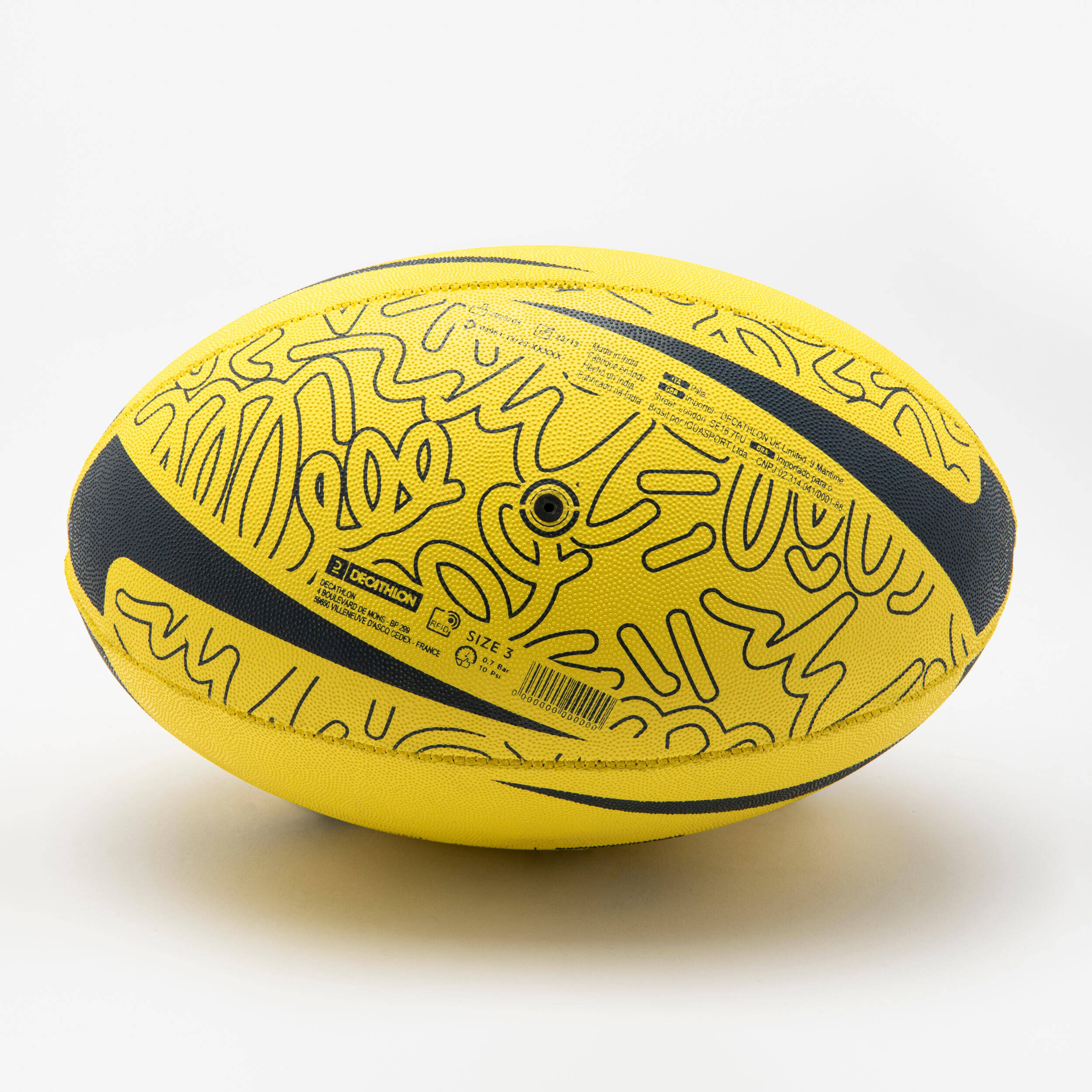 Kids' Rugby Ball R100 Initiation Light Size 3 - Yellow -  3