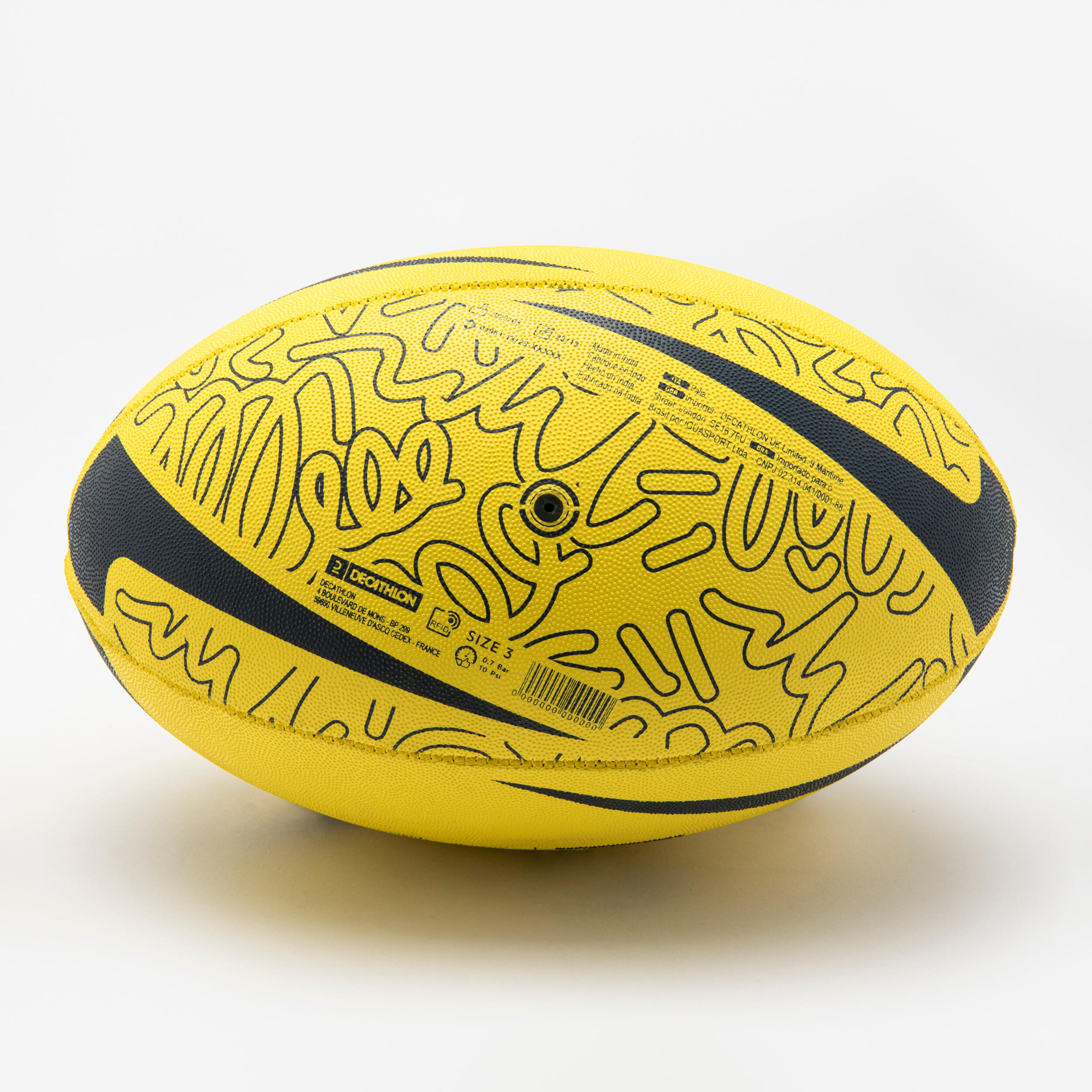 Kids' Beginner Size 3 Rugby Ball R100 - Yellow 3/6