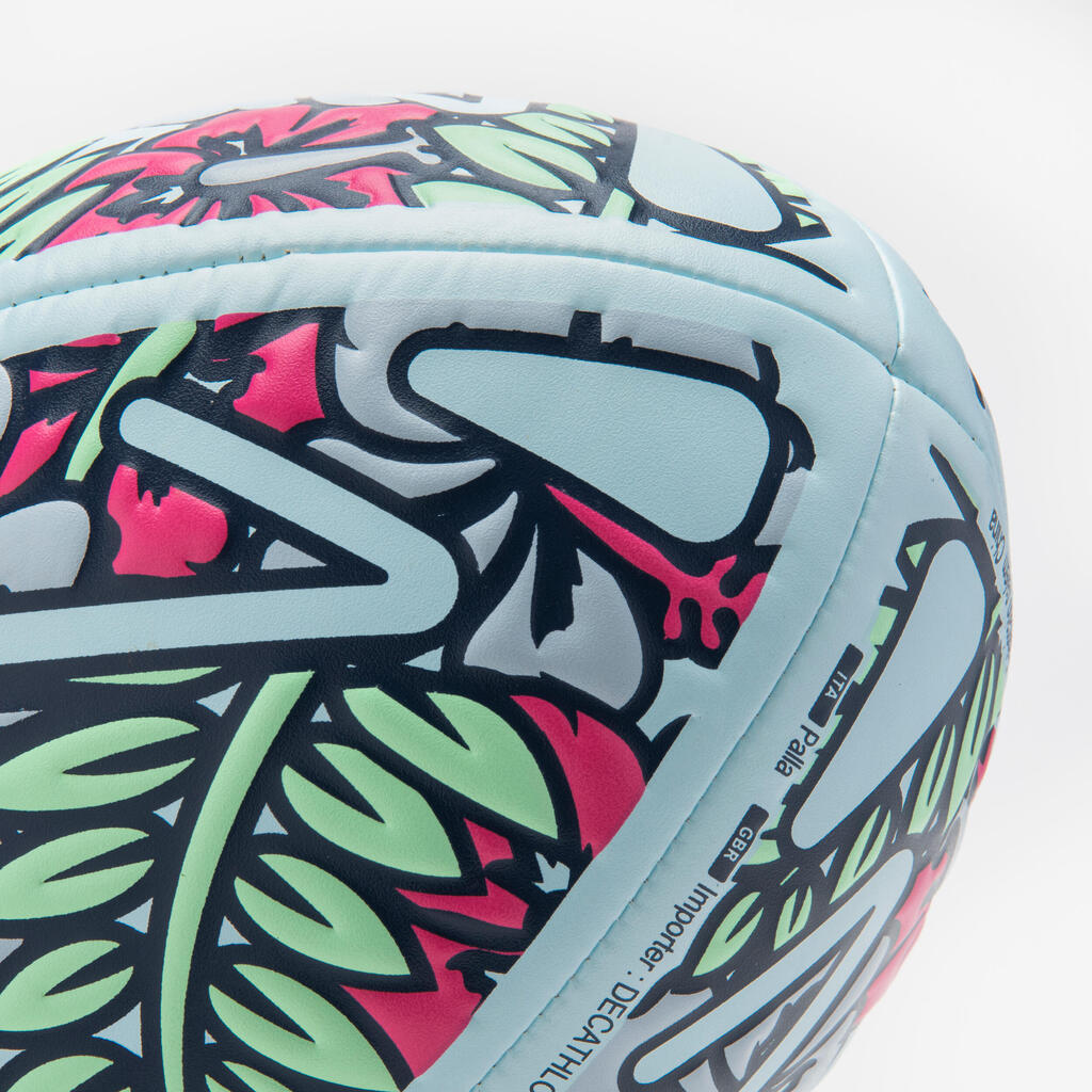 Size 3 Beach Rugby Ball - Tiki/Green/Pink/Blue