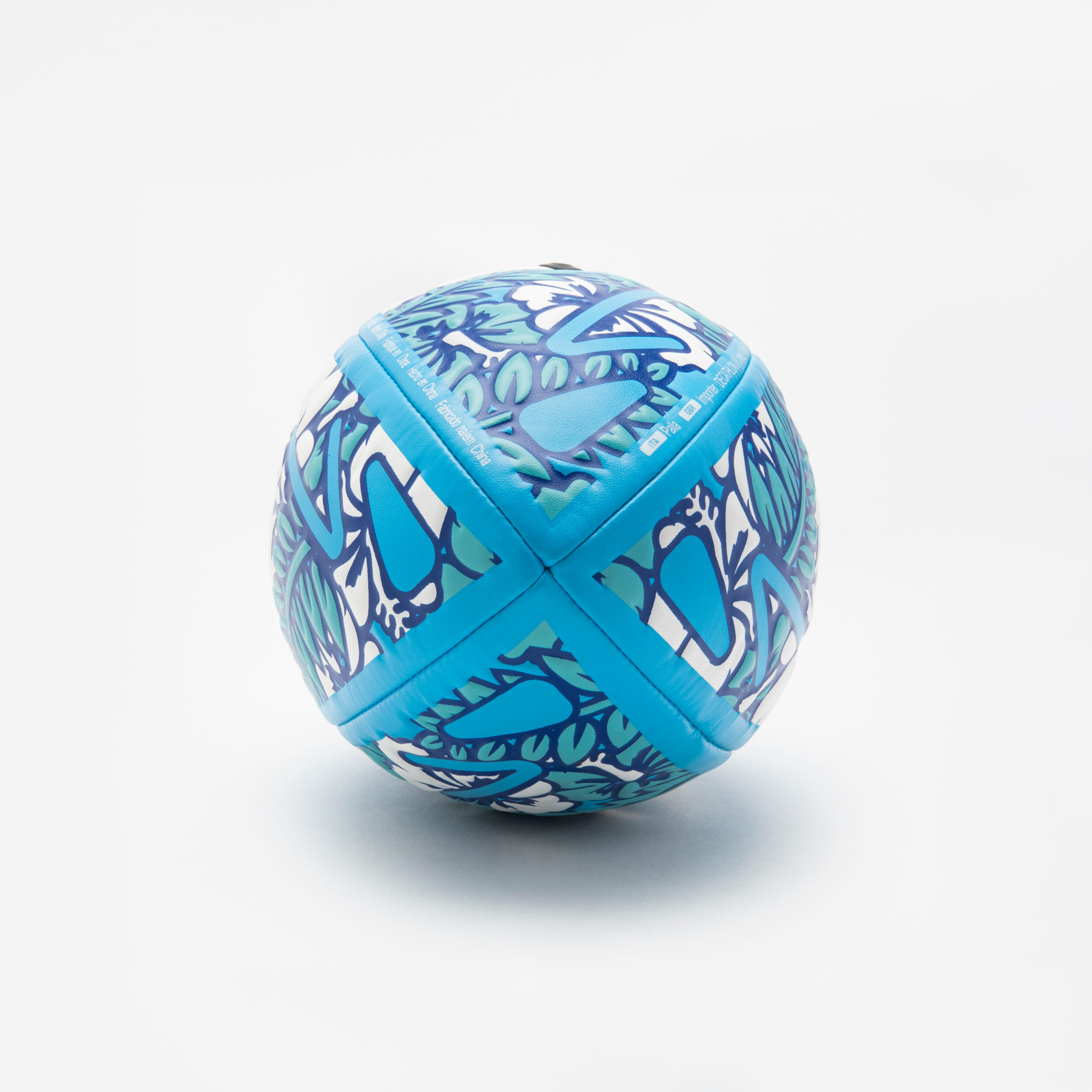 BEACH RUGBY BALL - R100 BEACH TROPICAL SIZE MIDI BLUE / WHITE