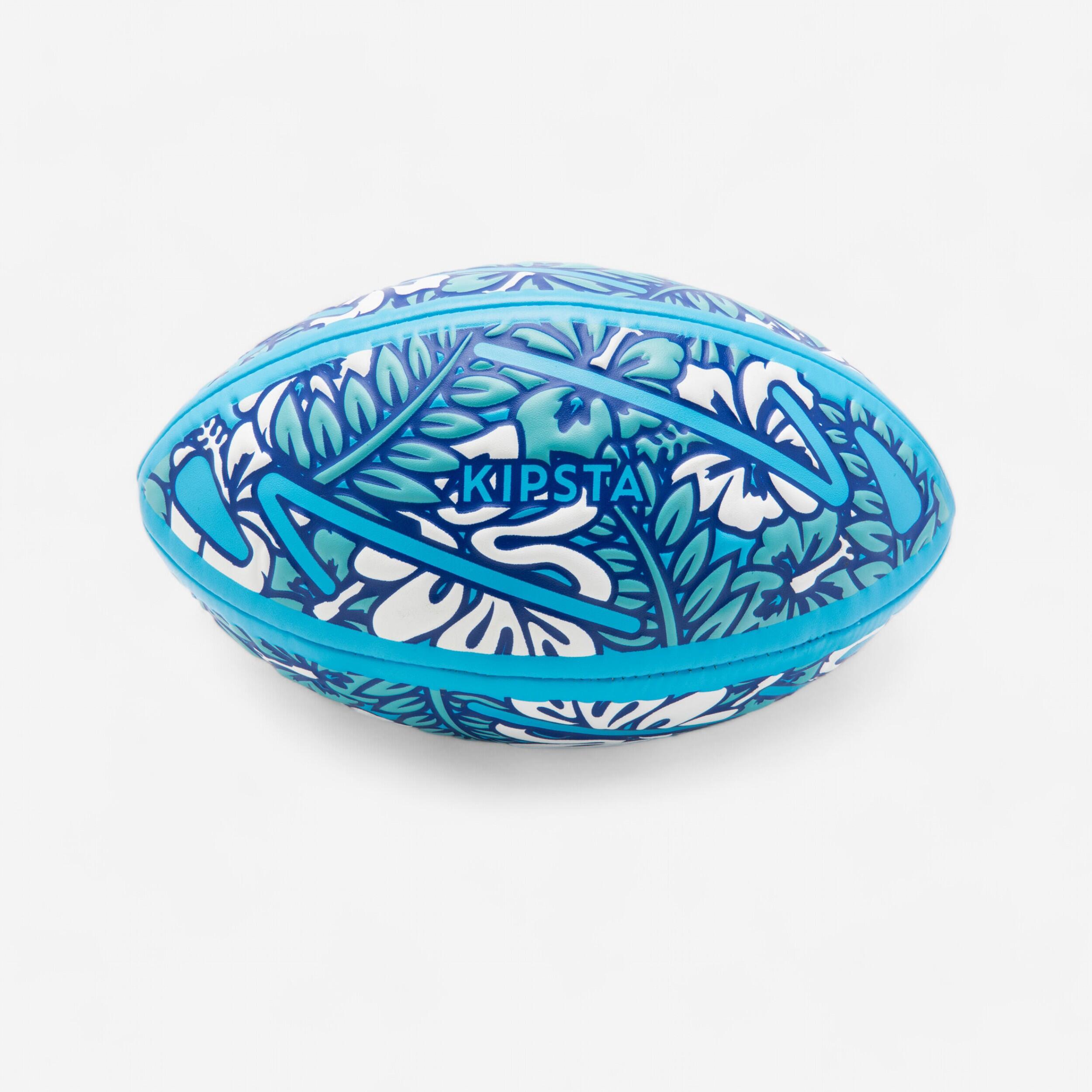 BEACH RUGBY BALL - R100 BEACH TROPICAL SIZE MIDI BLUE / WHITE