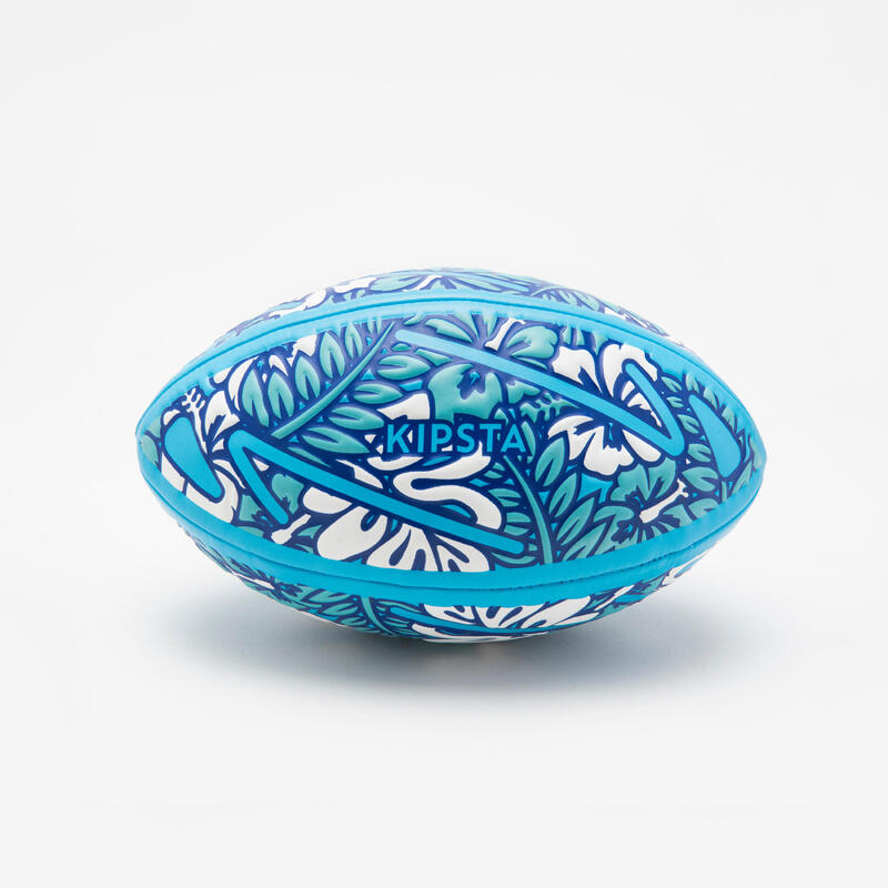 Beach Rugby Ball R100 Midi Beach Tropical - Blue/White