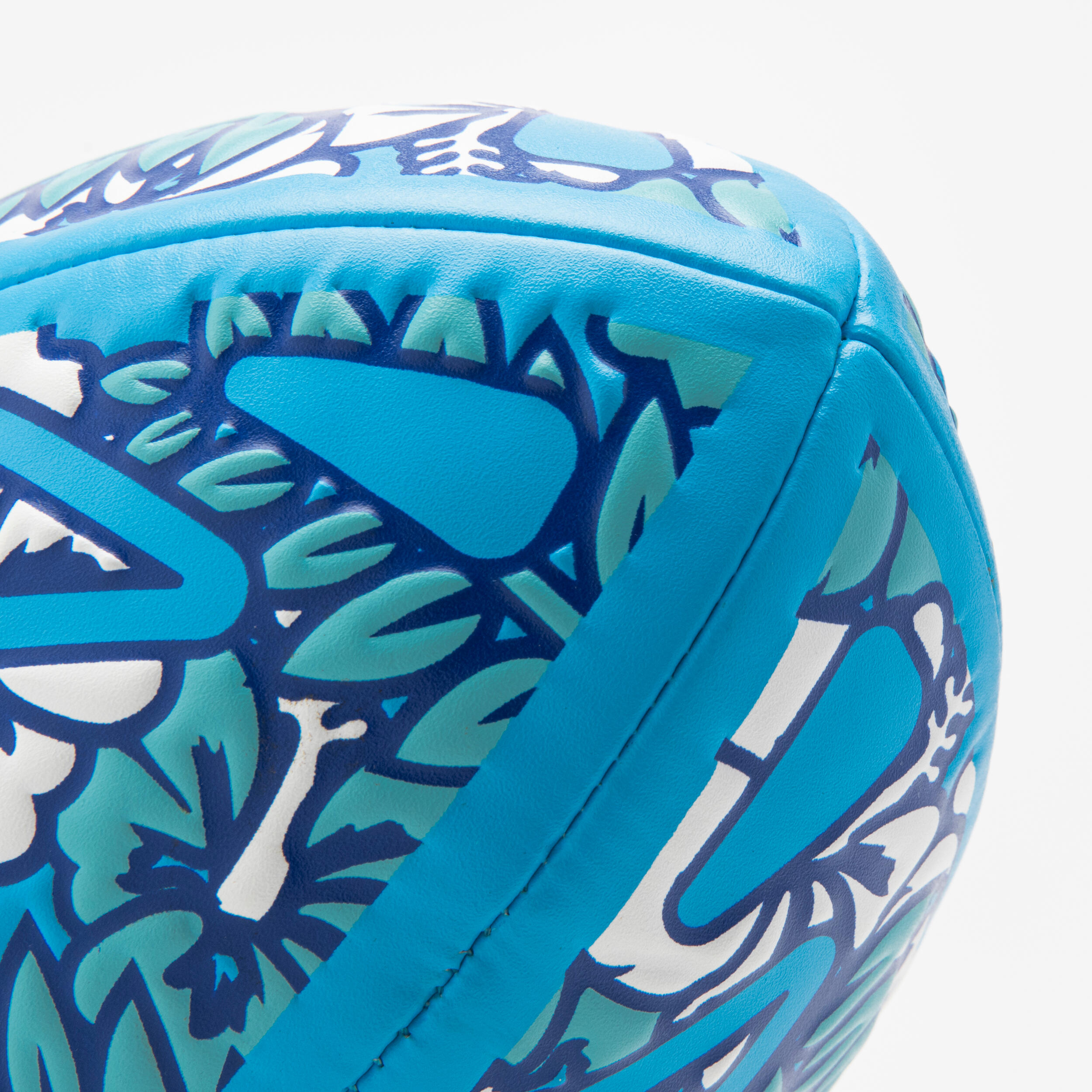 BEACH RUGBY BALL - R100 BEACH TROPICAL SIZE MIDI BLUE / WHITE