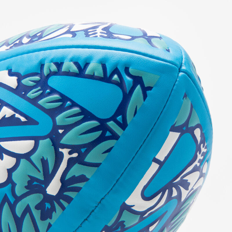 Beach-Rugbyball Grösse 1 Midi - R100 Tropical blau/weiss