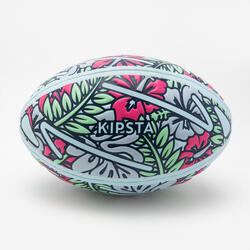 Ballon de rugby plage taille 3, Tiki vert blanc rose