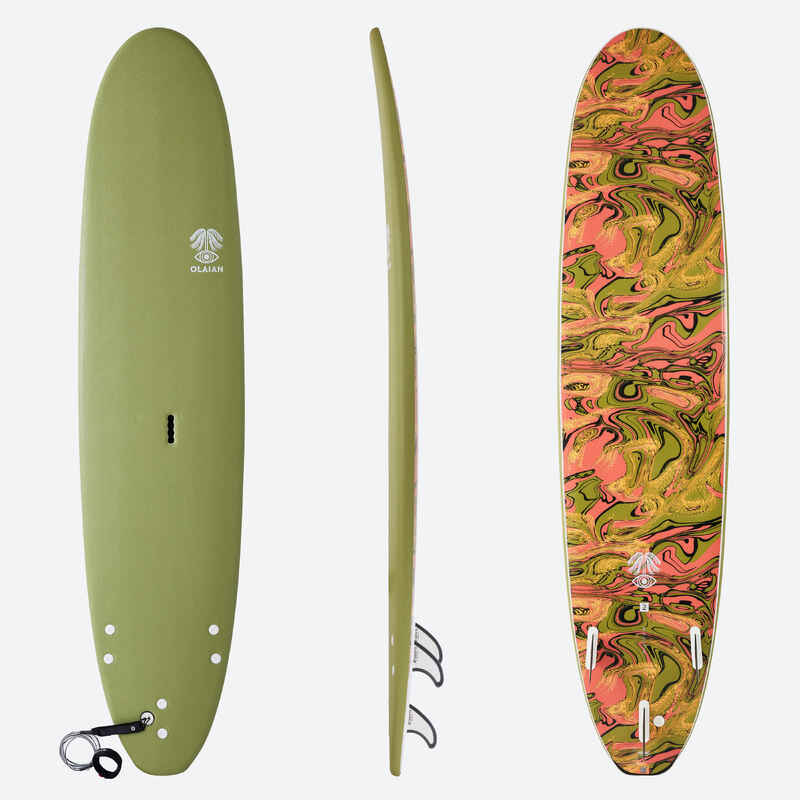 Foam surfboard 8'6" - 500 Khaki