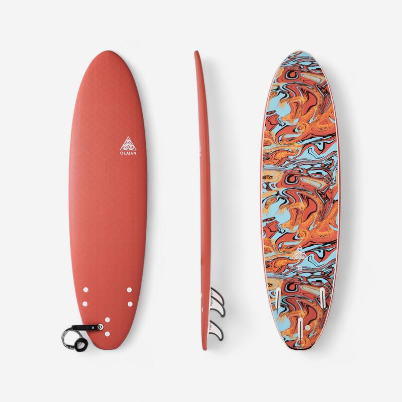 Surfboard Schaumstoff Kinder und Erwachsene 7' - 500 Soft orange