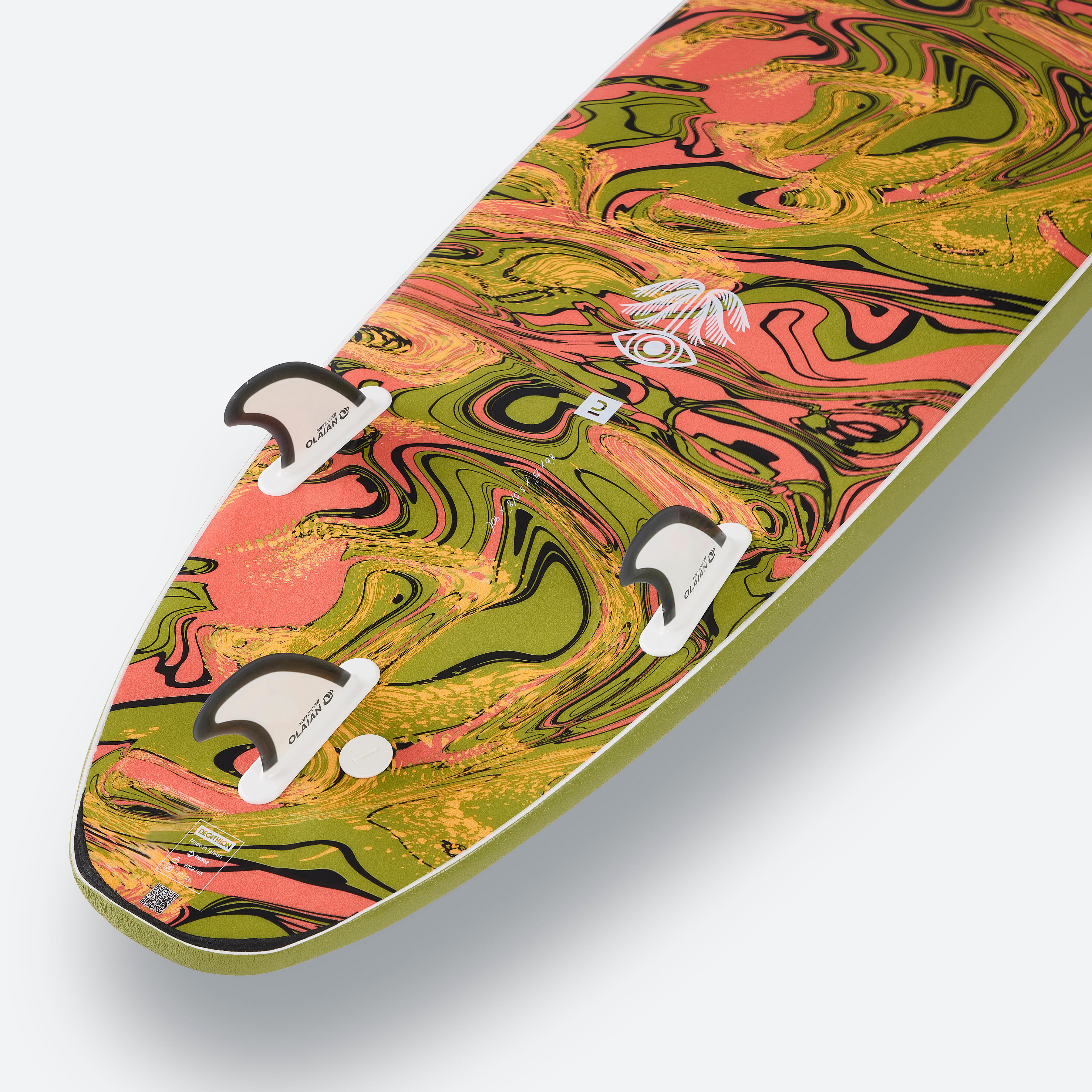 Foam surfboard 8’6” - 500 Khaki