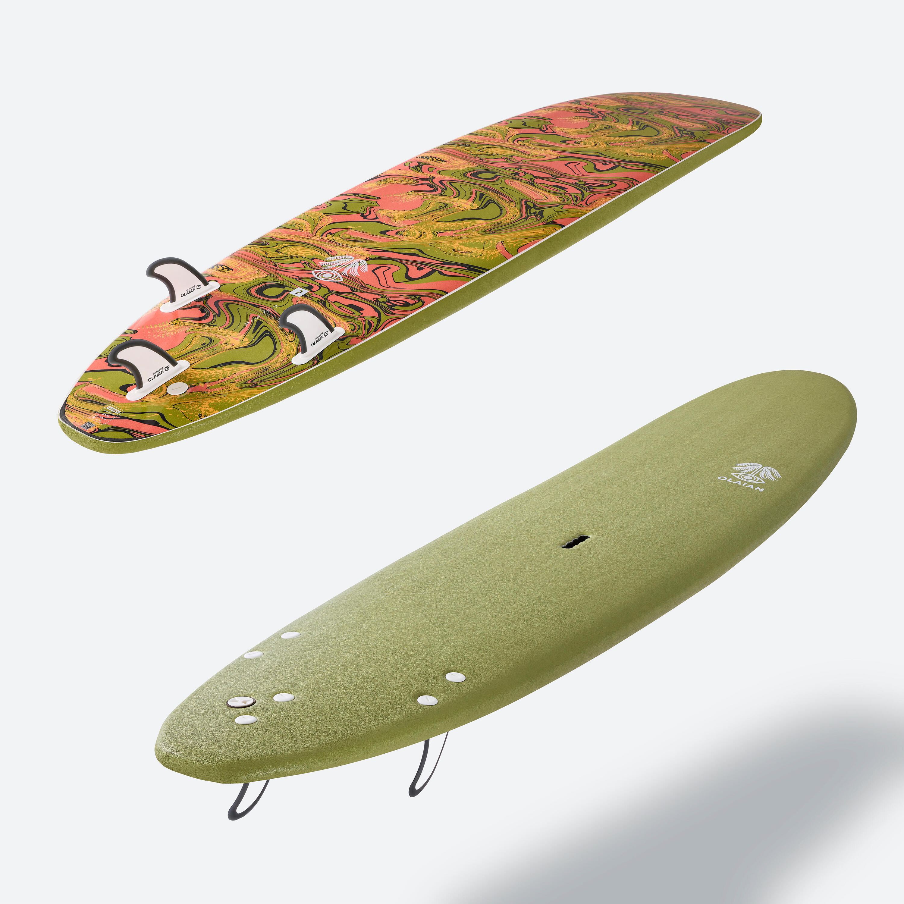 Foam surfboard 8'6" - 500 Khaki 2/11