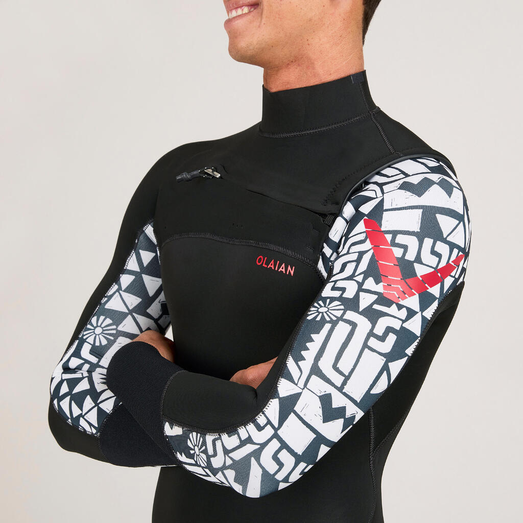 Men's surfing wetsuit 4/3 mm neoprene - 900 team rider black