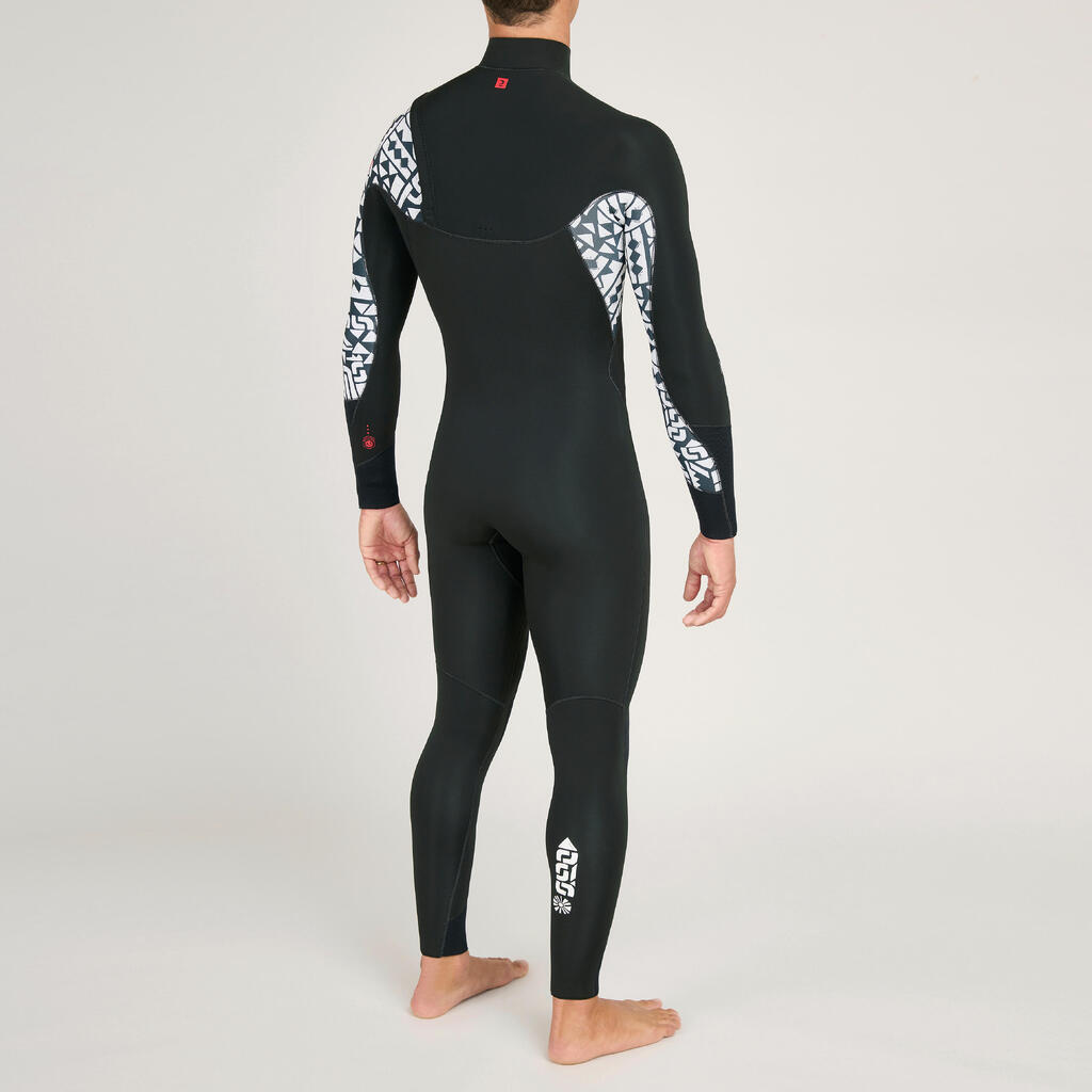 Men's surfing wetsuit 4/3 mm neoprene - 900 team rider black