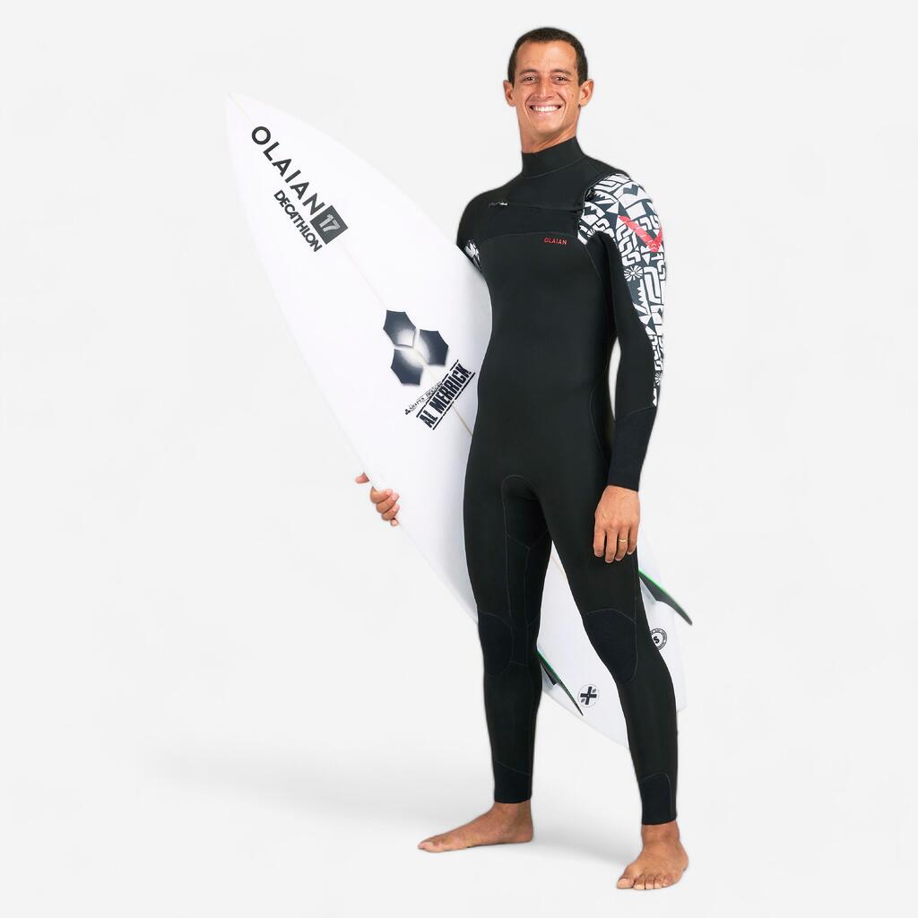 Men's surfing wetsuit 4/3 mm neoprene - 900 team rider black