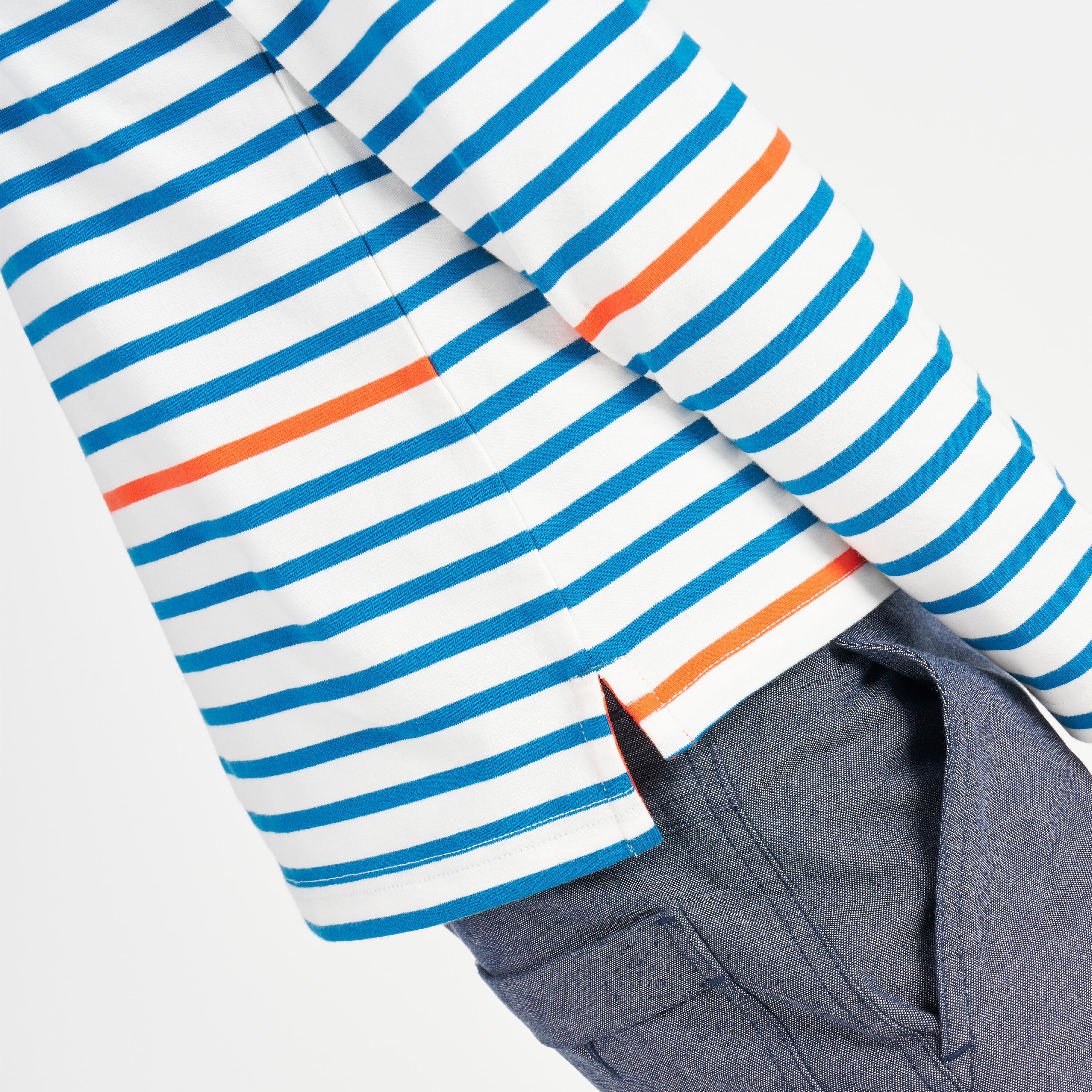 Boy’s Sailing Long-Sleeved T-Shirt - Sailor Sailing 100 - Striped Beige Blue Red 11/13