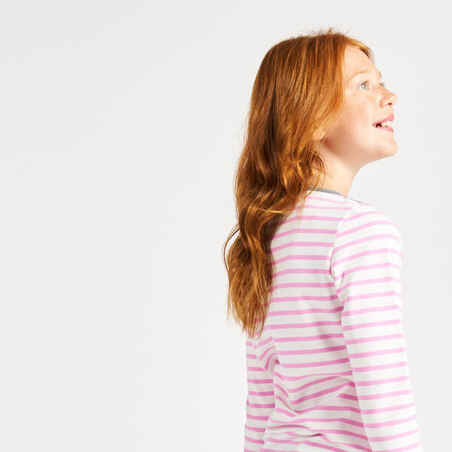 Mergaičių ilgarankoviai buriavimo marškinėliai „100“, baltos, levandų spalvos