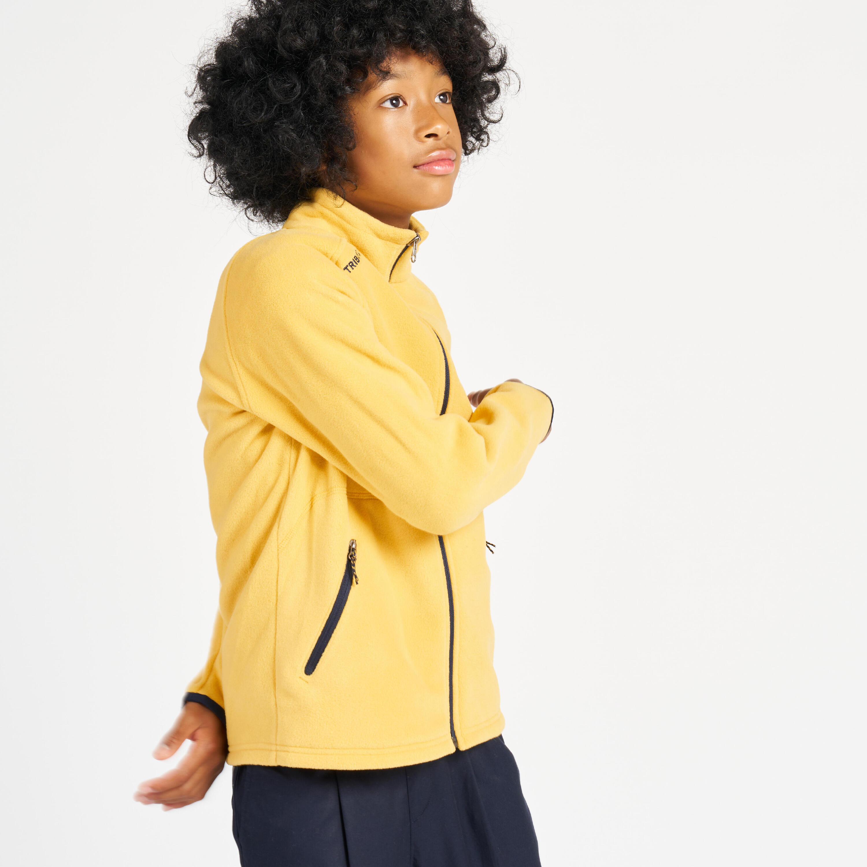 Kids warm fleece sailing jacket 100 - Yellow 2/14