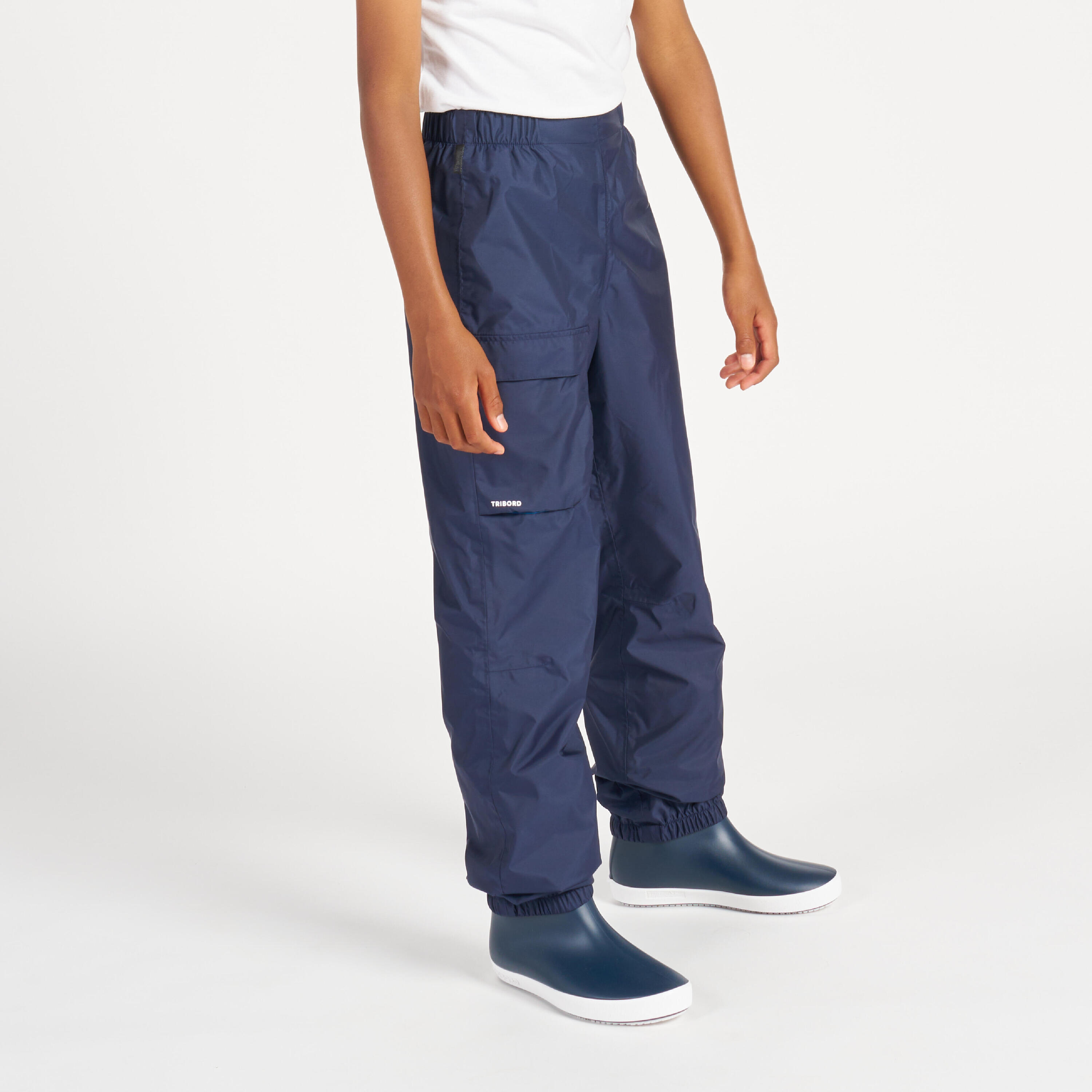 Kids' Overtrousers Sailing 100 Navy blue 3/15