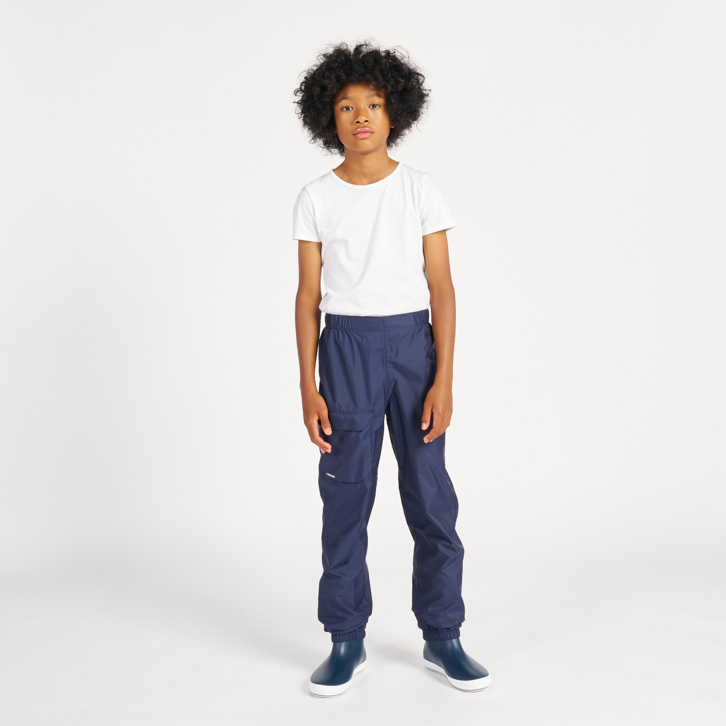 Kids' Overtrousers Sailing 100 Navy blue 14/15