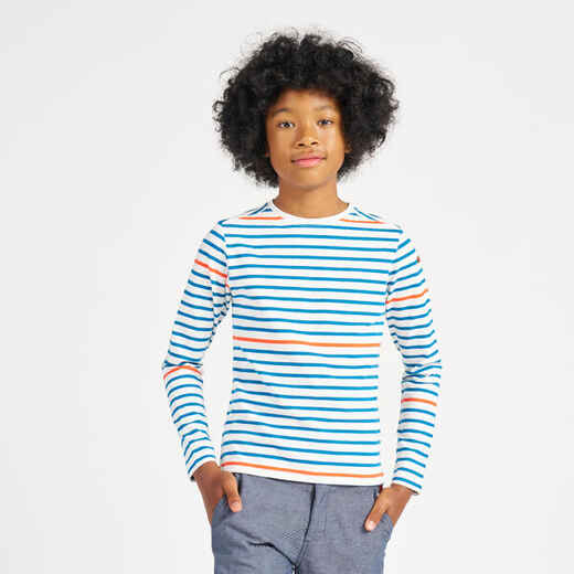 
      Boy’s Sailing Long-Sleeved T-Shirt - Sailor Sailing 100 - Striped Beige Blue Red
  