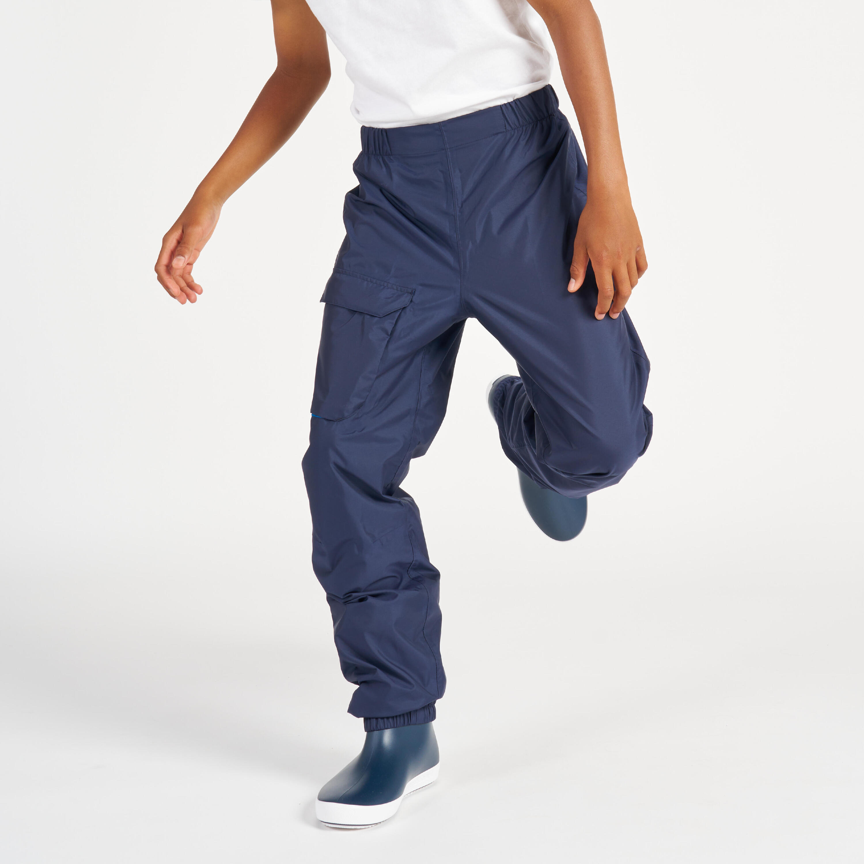 Kids' Overtrousers Sailing 100 Navy blue 13/15