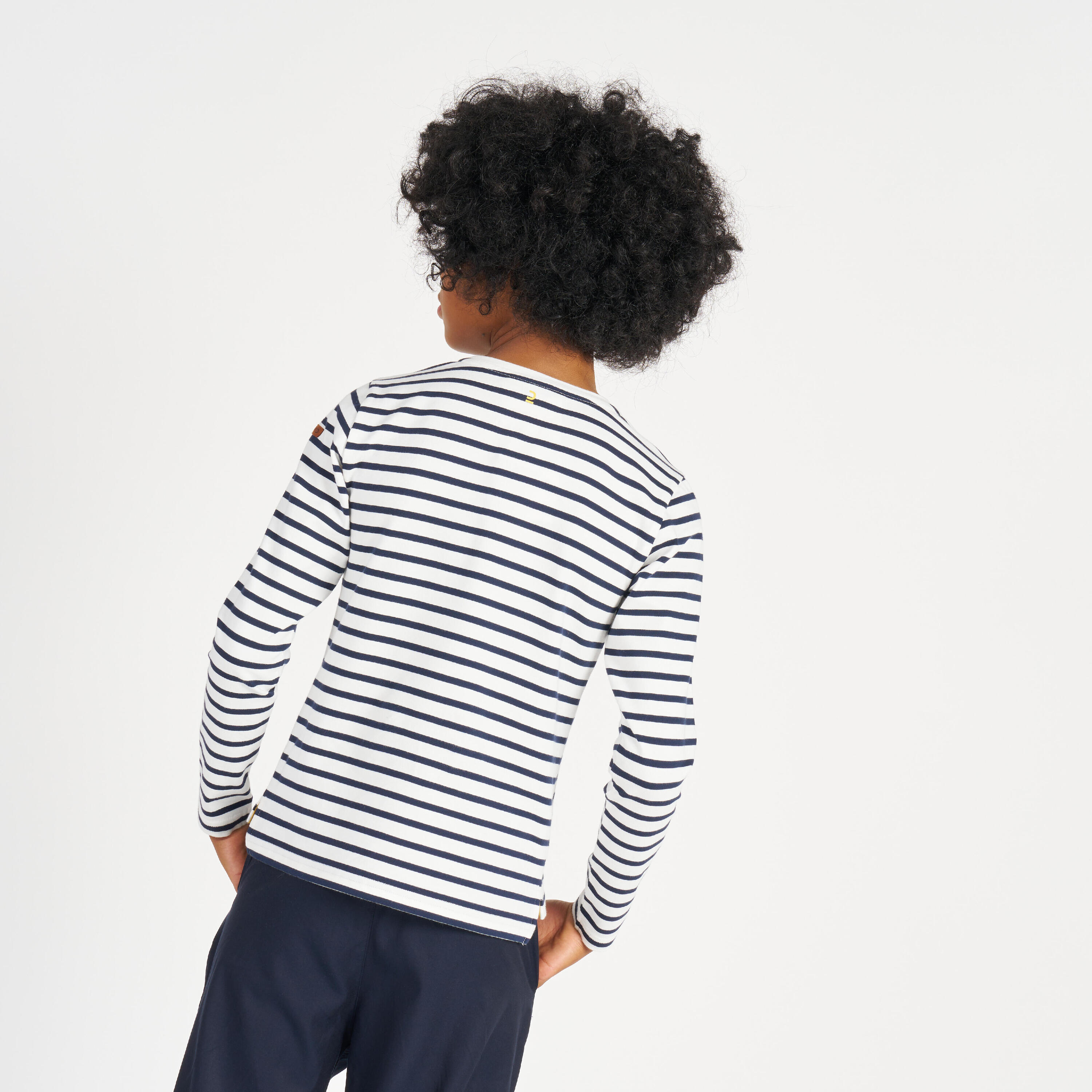 Boys' Sailing Long-sleeved T-shirt Sailing 100 blue and white stripes 4/14