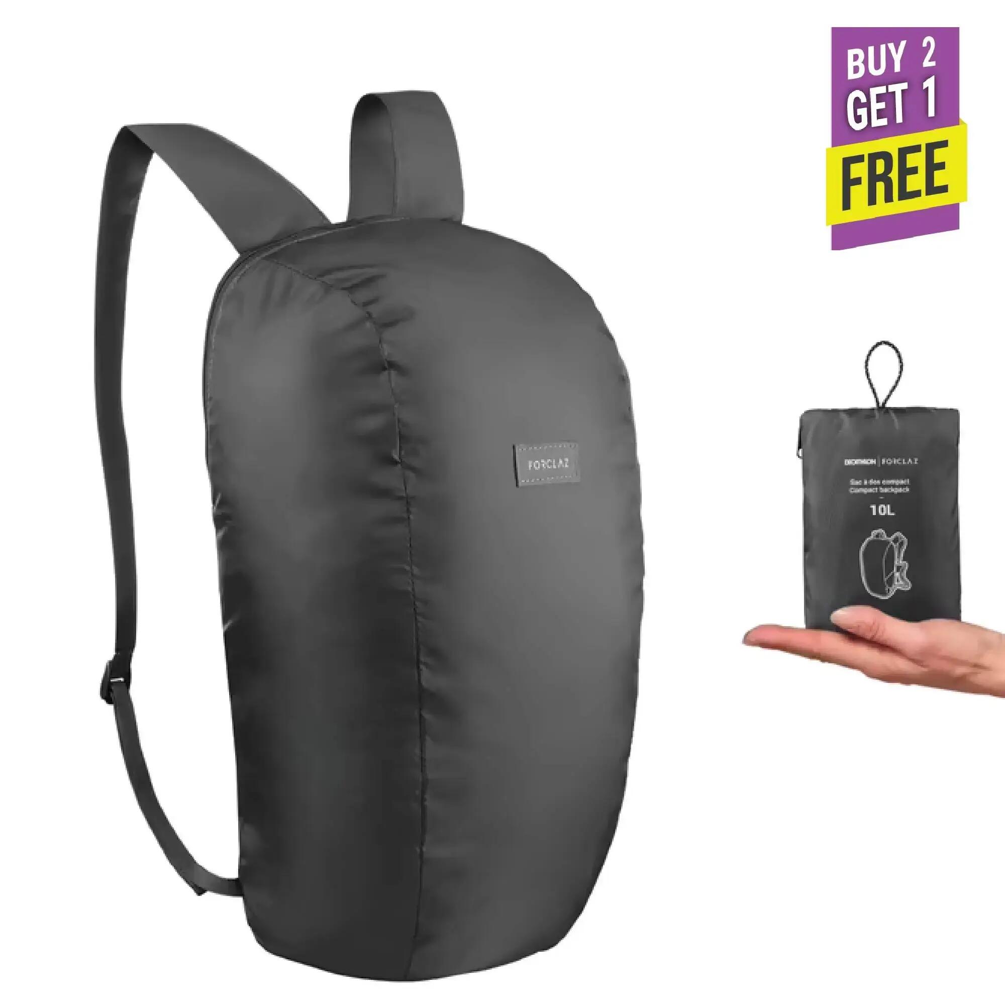 Morral plegable de senderismo 10L  Forclaz  - Negro 7/11
