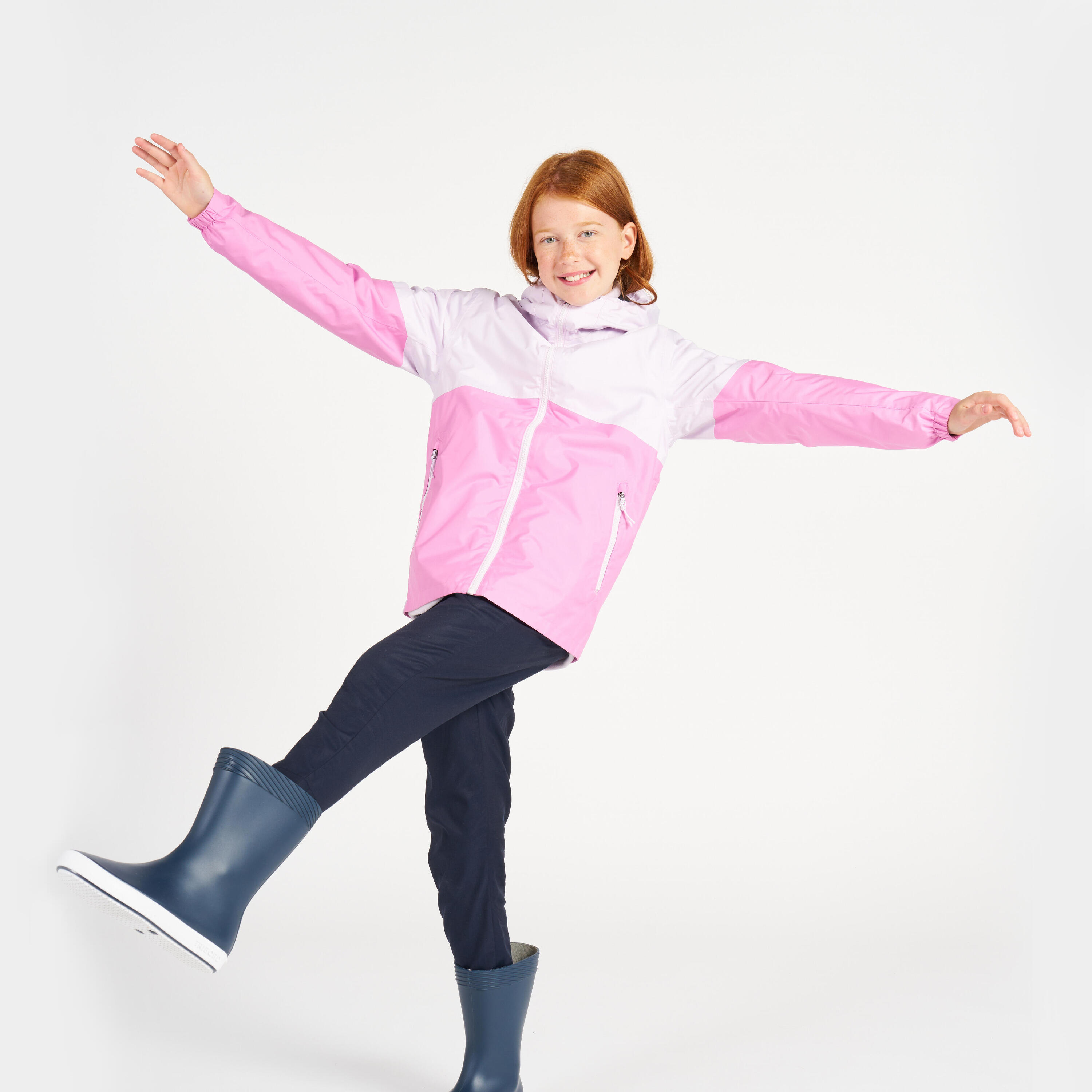 Kid’s waterproof sailing jacket - wet-weather jacket SAILING 100 lavender pink 29/31