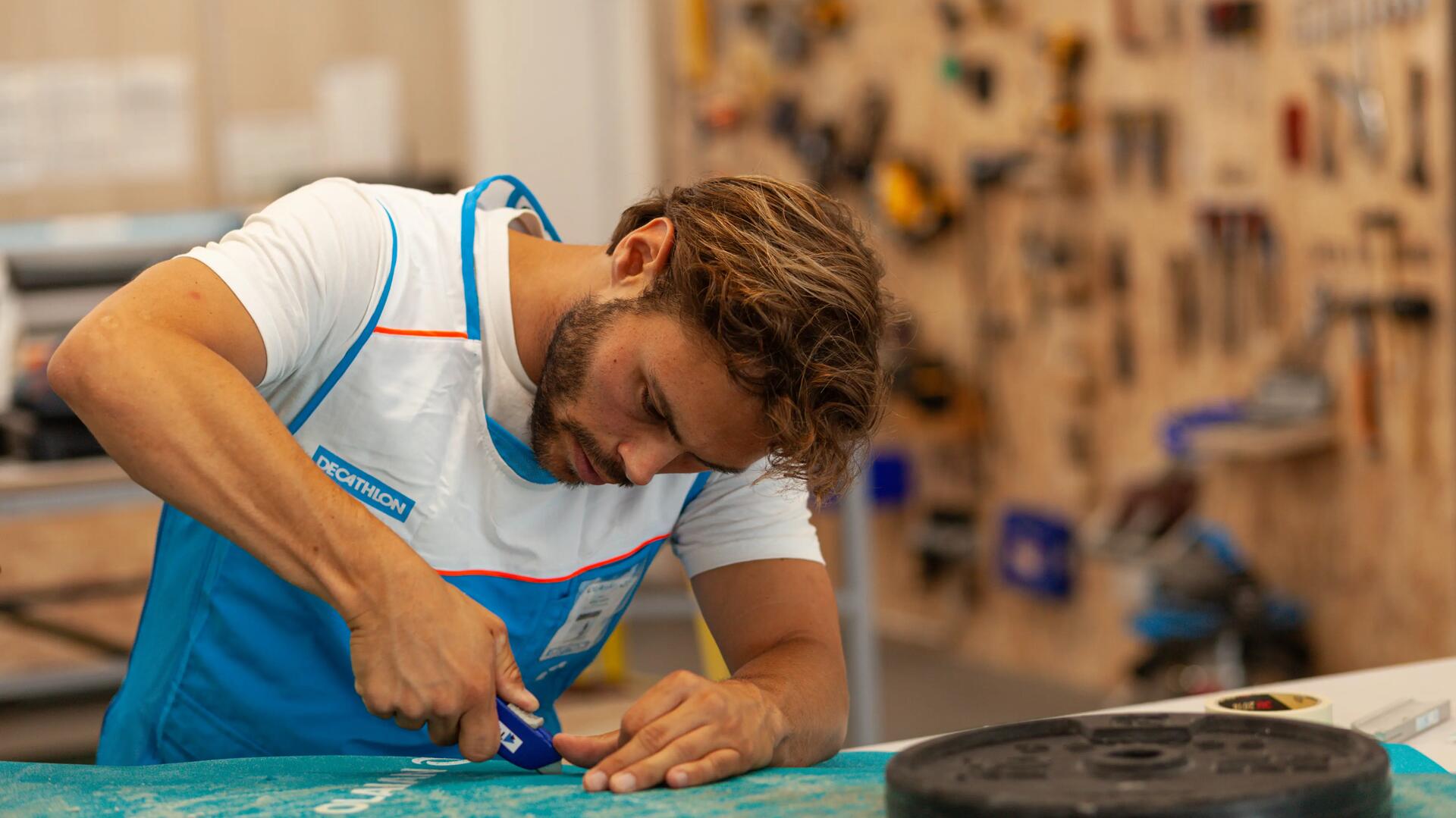 Réparation nen atelier surf mousse Decathlon