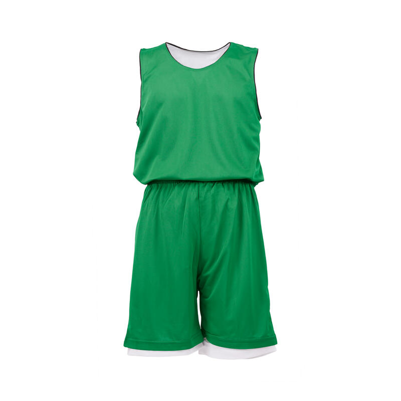 Completo basket reversibile junior verde-bianco