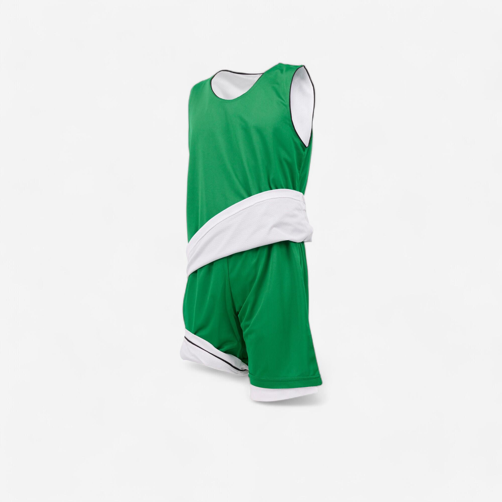 DECATHLON Completo basket reversibile junior verde-bianco