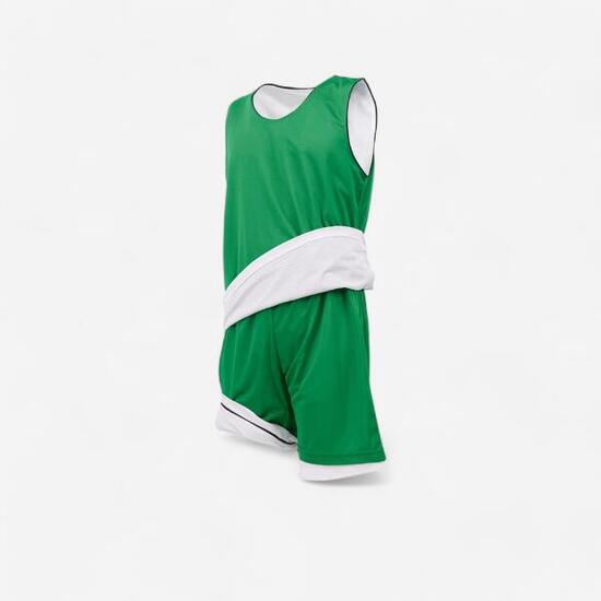 Completo basket reversibile junior verde-bianco