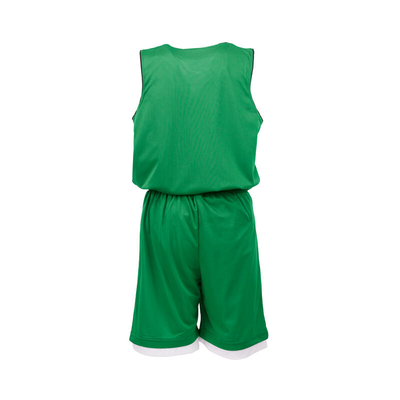 Completo basket reversibile junior verde-bianco