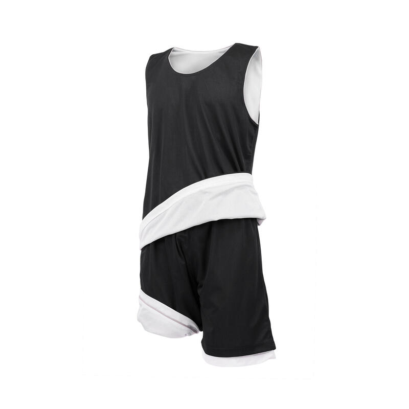 Completo basket reversibile adulto nero-bianco