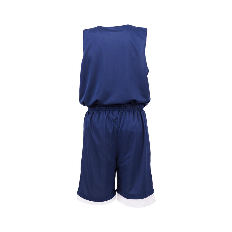 Completo basket reversibile adulto navy-bianco