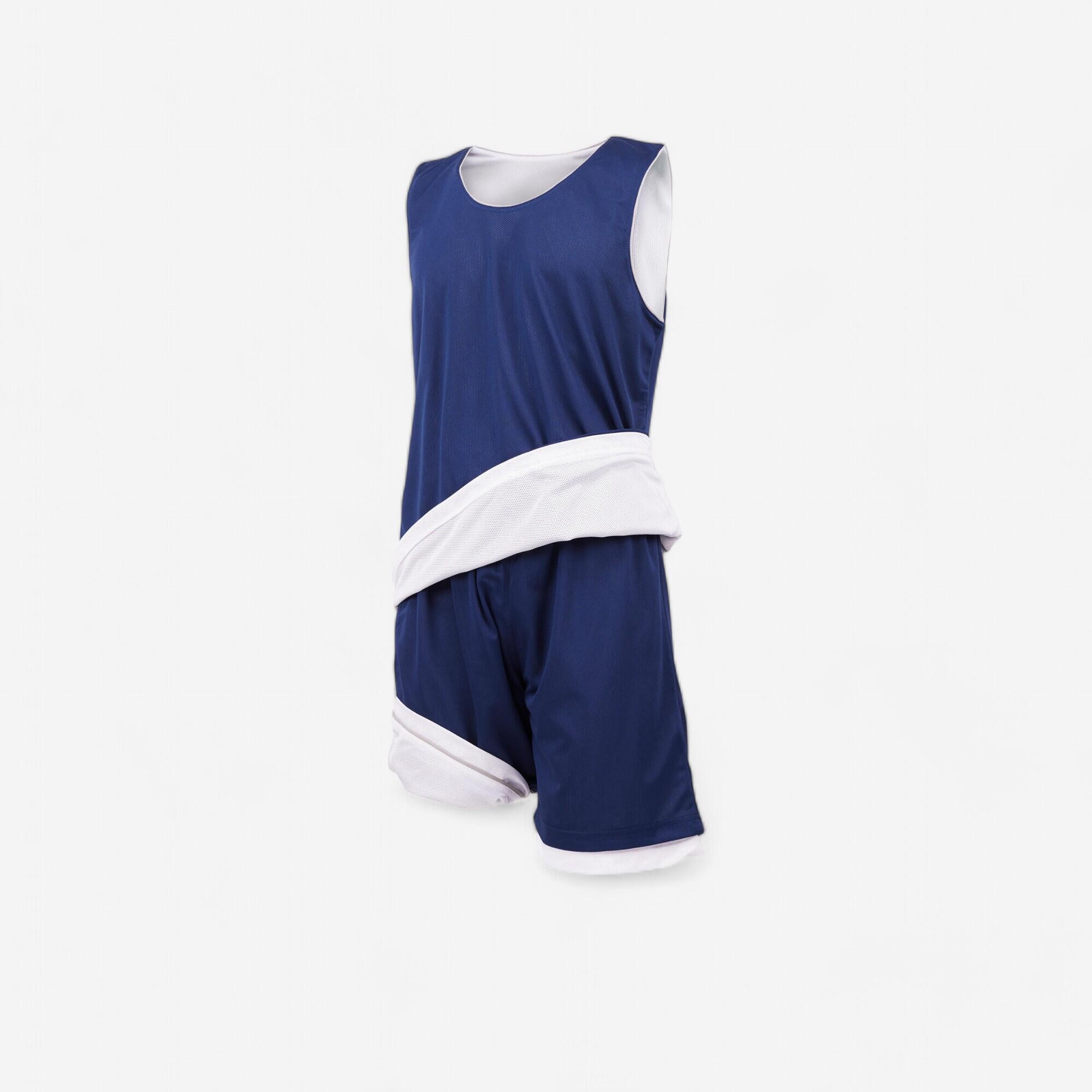 DECATHLON Completo basket reversibile adulto navy-bianco