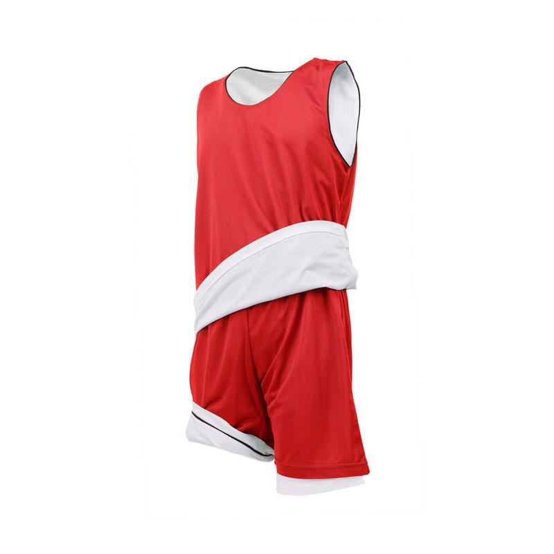 Completo basket reversibile junior rosso-bianco