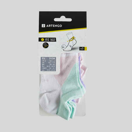 Kids' Low Tennis Socks Tri-Pack RS 160 - Pink/White/Navy