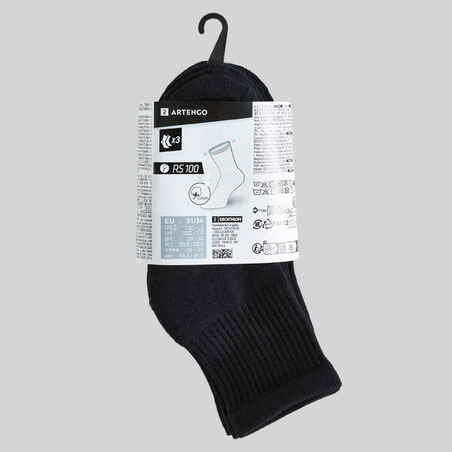 Kids' Tennis Socks RS100 High Tri-Pack - White