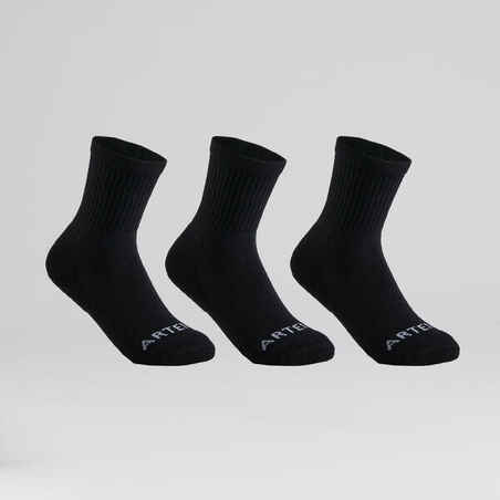 Kids' Tennis Socks RS100 High Tri-Pack - White