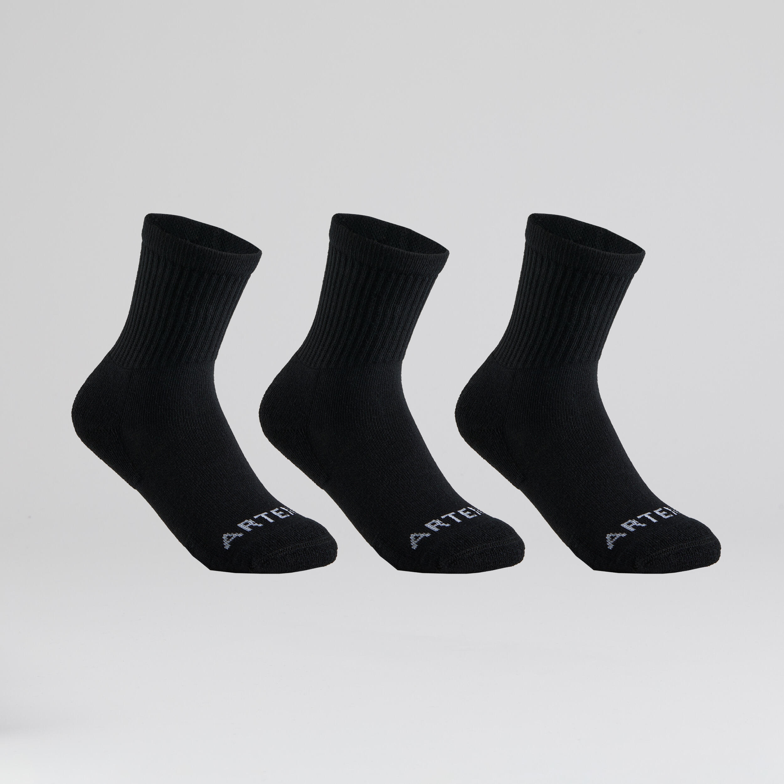 Chaussettes de tennis enfant hautes lot de 3 - rs100 noir