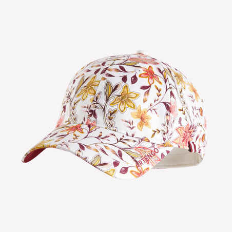 Teniso kepuraitė „500“, 56 dydis, smėlinė alta su gėlių raštu