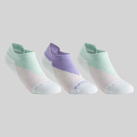 Kids' Low Tennis Socks Tri-Pack RS 160 - Pink/White/Navy