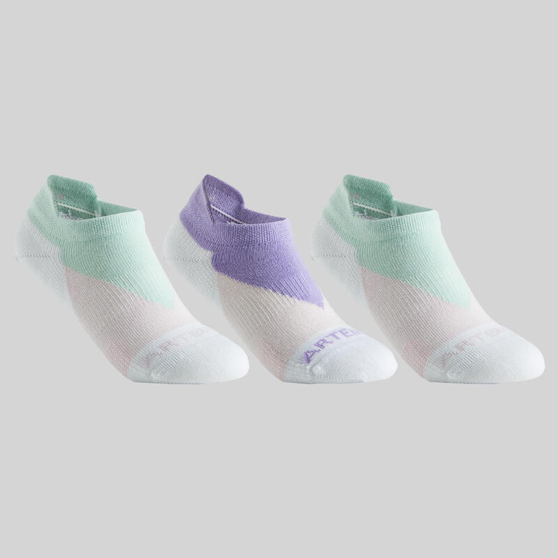 Dětské nízké tenisové ponožky RS160 modré, bílé, růžové 3 páry 