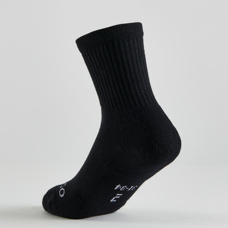 Șosete de tenis, copii, înalte, pachet de 3  - rs100 negru