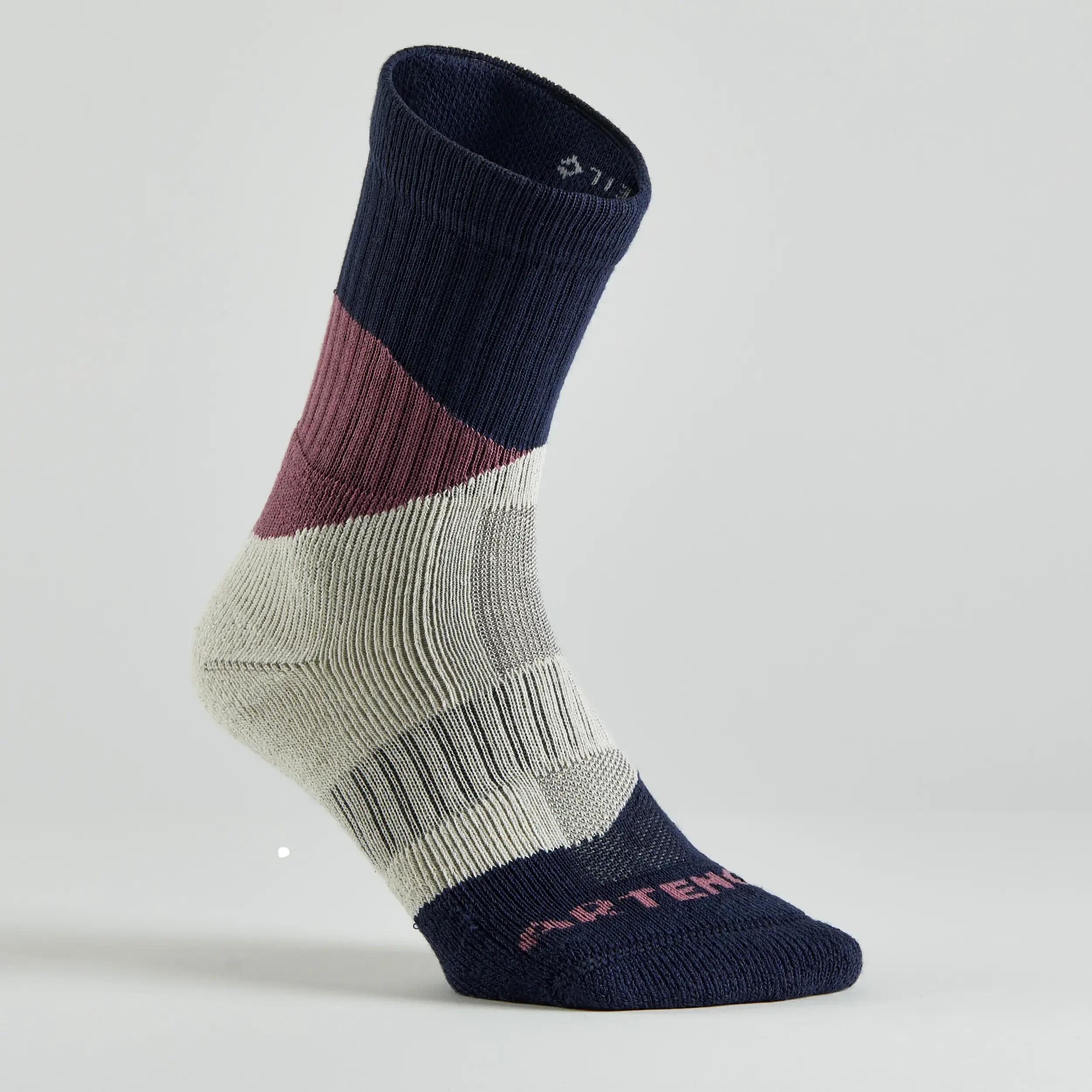 High Tennis Socks Tri-Pack RS 500 - Navy/Purple 6/13