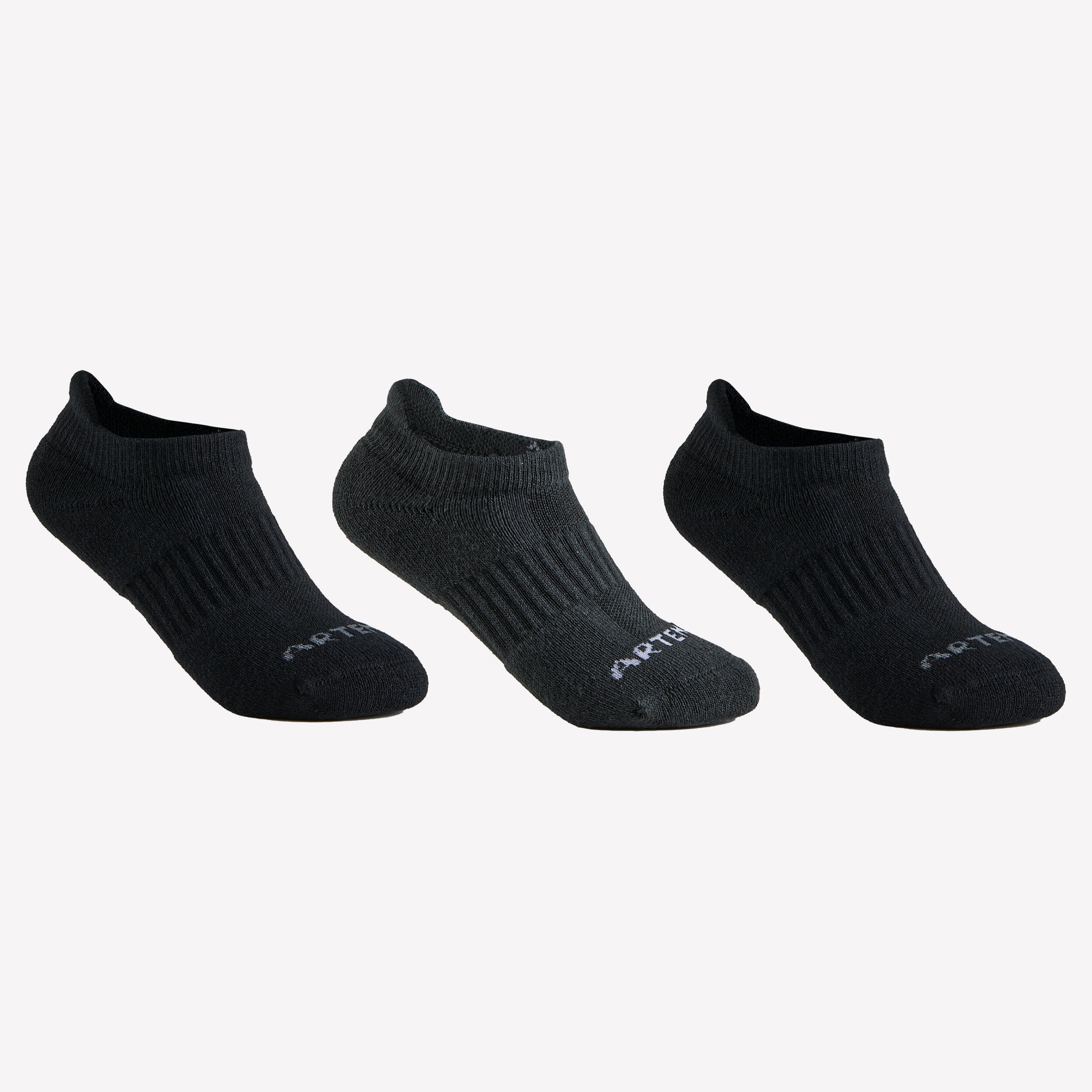 Kids' Low Tennis Socks Tri-Pack RS 500 - Black 2/3