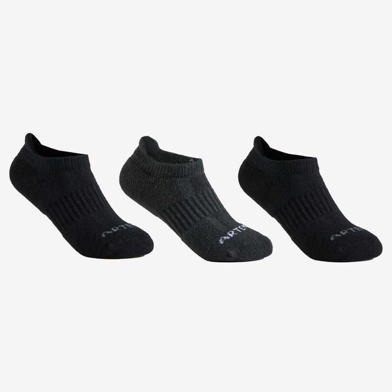 CHAUSSETTES TENNIS ENFANT BASSES ARTENGO RS 500 NOIRE LOT DE 3