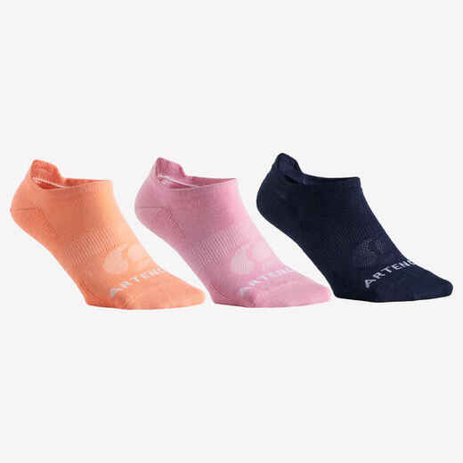 
      Sportske čarape niske tri para RS 160 boja marelice-ružičasto-mornarski plave
  